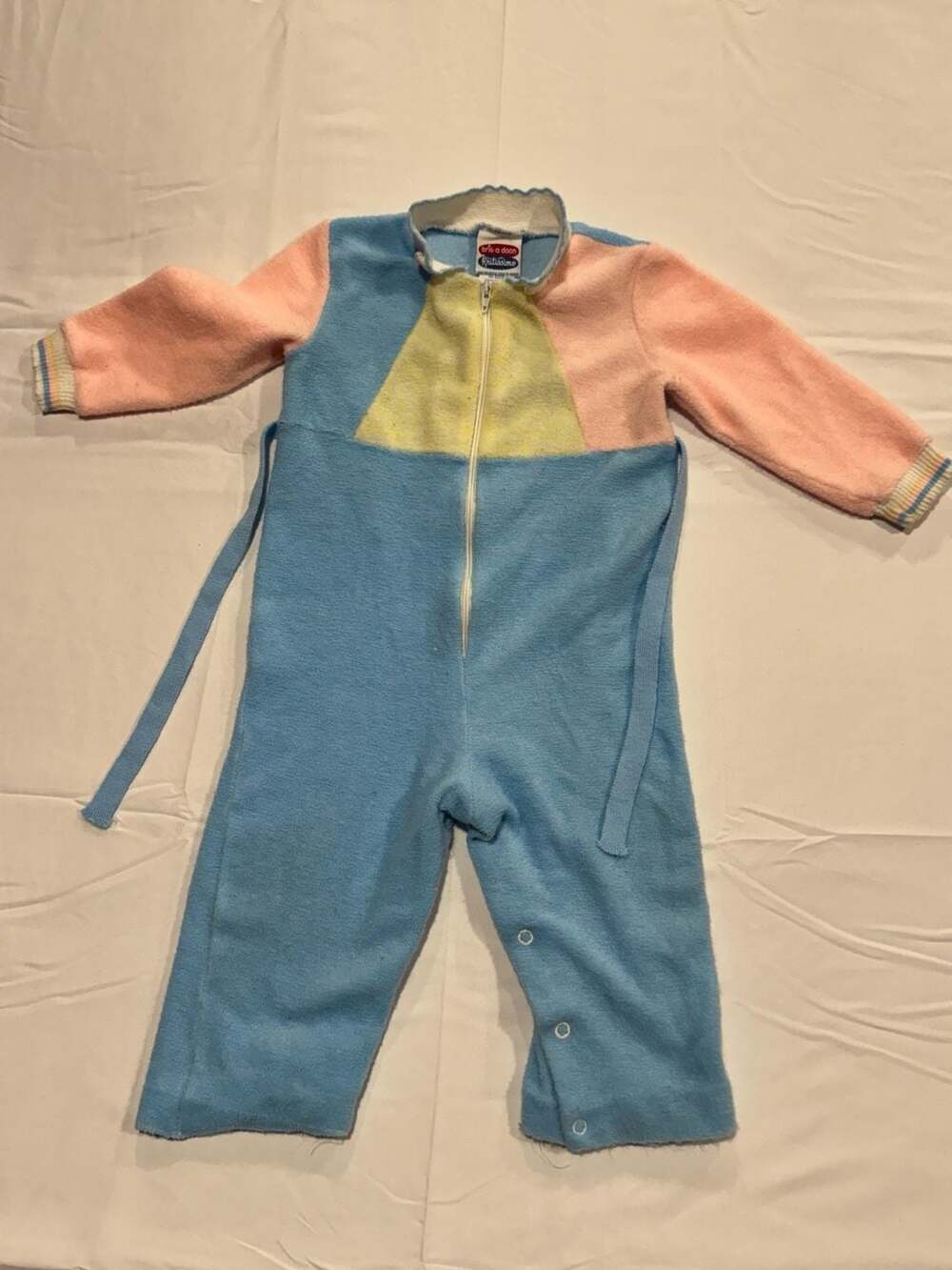 60’s Vintage Brig-A-Doon Knittissimo Colorblock Fleece Jumpsuit